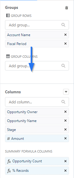 Move 'Fiscal Period' field down from Group Rows into Group Columns